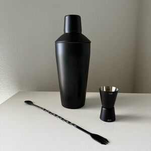 “World Market" Gordon Matte Black Stainless Steel Home Bar Set